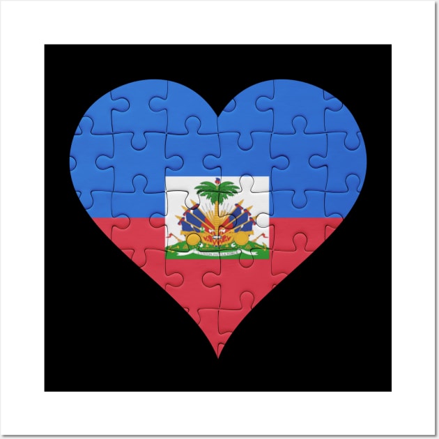 Haitian Jigsaw Puzzle Heart Design - Gift for Haitian With Haiti Roots Wall Art by Country Flags